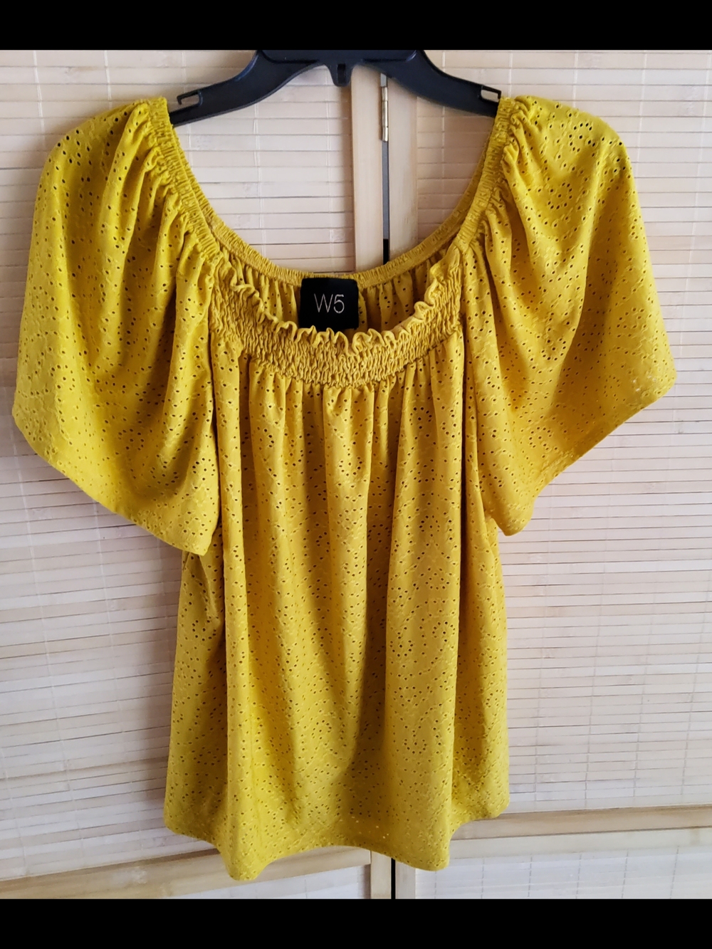 Anthropologie W5 Mustard Eyelet Off-Shoulder Blouse